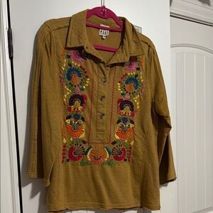 Sister Mary Mustard Embroidered Blouse